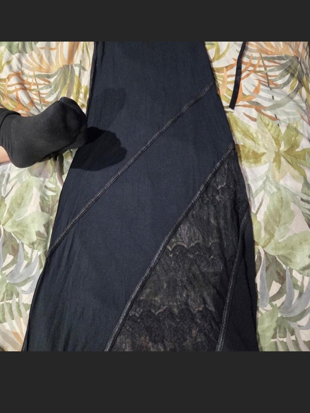 Salvage Black Lace Panel Graphic Maxi Dress. M - Picture 7 of 8